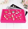 Velvet Suede Ring Earrings Organizer Ear Studs Jewelry Display Stand Holder Rack Showcase Plate Jewelry Box GA36