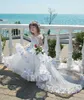 Adorável White Tulle Jewel Applique Beach Flower Girl Vestidos Girls Pageant Vestidos de férias / vestido de aniversário tamanho personalizado 2-14 DF720529