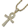 Collana con ciondolo croce Ankh di nuova moda Hip Hop, colore argento placcato oro, pietra CZ, regalo di gioielli con catena in oro da uomo