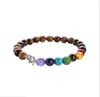 Seven Chakra Elephant Bracelet Yoga Energy Healing Stone Lava Tiger Eye Lapis Amethyst Stretch Prayer Beads Bracelet For Man And Woman Meditation