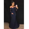 Modest Long Sleeve Prom Dress Lace Cheap 2021 Off the shoulder Illusion Designer Mermaid Sweep Train New Evening Formal Party Dress Gowns