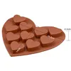 Moldes de Chocolate en forma de corazón DIY decoración de pastel de silicona gelatina hielo amor regalo hornear moldes de Chocolate 1 Uds 10 agujeros