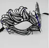 Masque de mascarade vénitien noir en métal léger pour femmes, élégant, strass rouges, bleus ou roses, Costume de fête, masques de mariage