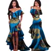 2019 Novo Outono Africano Tribal Nacional Impressão Barra Pescoço Sexy Longo Vestidos para As Mulheres África Bazin Riche Maix Vestidos WY2248