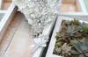 Vit hortensia droppbrosch bukett silver bröllop buketter kristall tårtopp brud bukett pärltasslar dekor41796023695882