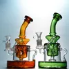 Färgglada Tornado Recycler Water Pipes Duschhuvud PERC DAB RIG KLEIN RECYCLER OIL RIGHTS HEAVY BASE GLASS BONG WP308