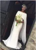 2020 Mermaid Wedding Dresses Bateau Neck Black Girl With Cape Zipper Back Sweep Train Abaric Plus Size Satin A Line Formal Bridal Gowns