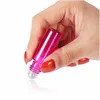 Portable 50pcs/lot 5ml(1/6 oz) MINI ROLL ON bottle fragrance PERFUME GLASS BOTTLES ESSENTIAL OIL Steel Metal Roller ball(Pink)