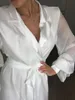 Nova Moda Sexy Branco Night Robe Roupão Pijama Casamento Noiva Navegas Próprias Vestido Vestido Para Mulheres Pijamas Nightgowns