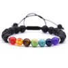 Uomo 7 Chakra Lava Rock Charms Bracciali Oli essenziali Diffusore Pietra naturale Catena con perline Braccialetto Per Artigianato da donna Gioielleria di moda