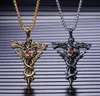 new Domineering men stainless steel double dragon cross necklace stylish set with diamond titanium steel pendant popular hot fashion