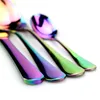 4st/set bestickuppsättning multikfärgad regnbåge rostfritt stål knivgaffel servis uppsättning spegel silver gabelformulär uppsättning för 1