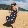 Derin vneck Sırtsız Uzun Kadın Elbise Şifon Bölünmüş Dantel Yukarı Yaz Elbise Kolsuz Beach Maxi Elbise Vestidos4450224