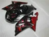 Gratis Custom Fairing Kit för Suzuki GSXR600 GSXR750 2001 2002 2003 Röda Flammor i svart GSXR 600 750 01 02 03 Fairings VV45