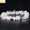 CSJA Gravel Bracelet Irregular Natural Stone Beads White Crystal Chip Bracelets for Women Lotus Flower Pendant Handmade Jewelry El2150