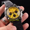 Novo 44mm pvd preto mb0111c3 mostrador amarelo quartzo cronógrafo relógio masculino pulseira de borracha de náilon alta qualidade relógios esportivos masculinos293p