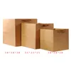 Sacos de papel kraft marrons para embalagem Saco de papel quadrado com alça Saco para embalagem de flores em estoque