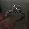 Bague vintage femme faite à la main taille princesse 2ct diamant 925 bague de fiançailles en argent Sterling bague de mariage pour femme