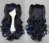 Mode Lolita Wig Cosplay Anime Curly Wavy Long Hair Wigs + 2 Ponytail Color Mix