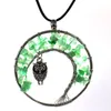 Moda Mulheres Arco -￭ris 7 Chakra Tree of Life Colar Pingente Quartz Owl Multicolor Natural Stone Wisdom Colares J￳ias