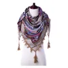 2018 mode boho kwast winter vierkante sjaal voor vrouwen warme etnische geometrische gedrukte wraps sjaal dikke vrouwelijke sjaal