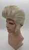 Elivs New Fashion Punk Style Mężczyzna Cosplaywig Człowiek Krótki Platinum Blondynka Ryż Can Ryba Czarno-białe Proste Szafy Peruka 100 Human Hair