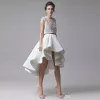 Ashi Stüdyo İki Adet Abiye Mürettebat Kolsuz Boncuklu En Yüksek Düşük Ruffles Etek Balo Elbise Custom Made Fermuar Geri Örgün Parti Giyim