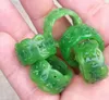 Natural dried green iron dragon jade ring hollow green jade male and female couple models genuine