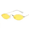 Gafas de sol ovaladas pequeñas para hombre y mujer, montura de Metal Retro, amarillo, rojo, Vintage, pequeñas, redondas, ajustadas, para hombre y mujer, UV400