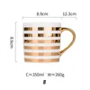 Golden Ceramic Mug Porcelain Coffee Mug China Bone Milk Cup Love Heart Stripe