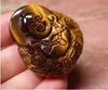 CHINESE Tiger Eye JADE PENDANT Buddha God Old Money Coin304m