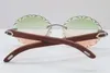 Hot Rimless de madeira aparando espessura de lente 3.0 óculos de sol do vintage redondo novo 8200761 Lente esculpida óculos Unisex Designer Mens mulheres