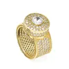 Bague Hip Hop pour hommes, bijoux en or, argent, cristal glacé, pierres précieuses, diamants, pour Men313M