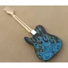 Custom Shop James Burton Signature MN Bleu Paisley Flames Modèle Guitare Électrique Manche En Érable Dot Inlay Or Matériel