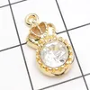 Granel 200 pçs / lote 10 * 20mm Banhado A Ouro Encantos Coroa Pingentes com Strass Claro Bom para DIY Artesanato Fazendo