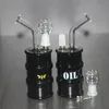 Стеклянные нефтяные буровые установки Bong RECYCLE DRUM 14 мм ногтя и купол 6,6 "кальяны Dab Clear Black на выбор