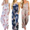 Kvinnor Spaghetti Strap Floral Print Romper Jumpsuit Ärmlös Beach Playsuit Boho Summer Jumpsuits Långbyxor 3 färger ooa4330