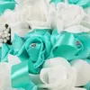 Beautiful White and Turquoise Wedding Bridal Bouquets with Handmade Flowers Wedding Supplies Bride Holding Brooch Bouquet CPA1575 F0330