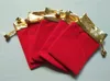 Bolsas con cordón de cuentas de terciopelo rojo negro bolsas 100 unids/lote 2 colores 2 tamaños embalaje de joyería bolsas de regalo de boda de Navidad