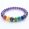 Großhandel handgefertigtes buntes rotes Achat-Amethyst-Vulkan-natürliches violettes schwarzes Stein-Matt-Yoga-Buddha-Perlenarmband für Frauenschmuck