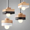 Rund fyrkantig trä LED-hängande lampor Modern nordisk minimalistisk matsal Vardagsrum Sänglampa Hänglampa Bar Upphängningslampa