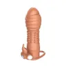 Vibrador Manga Pênis Reutilizável Atraso Manga Longa de Cristal Spike Dildos Vibrando Penis Mangas Sex Toys para Homens GM-139