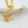 Punk Rock Música Guitarra ouro Pingentes Colares Pingentes Bling Bling Iced Out Colar de Cristal Hip Hop Jóias Para Presente