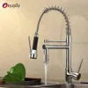 Pull Out Spray Kitchen Sink Tap Chrome Spring One Hole Mixer Faucet Brass Hot and Cold Water