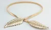 gold silvery leaf shape Wedding designer Elastic belts for women girlStretch Skinny Waist Belt Cummerbunds metal female belt9967467