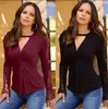Spring New Women's Coding Blusa Sexy V Lace Longo Sleeved Sweater T-shirt para mulheres