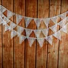 12pcs Banner Flags 2.8-3.2m Lace Pennant Bunting Banner Triangle Shape Hanging Party Wedding Christmas Decor Banners String Flags HH7-1288