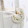 2019 groothandel nieuwe elegante bruiloft ceremonie partij satijnen bloem meisje mand wit