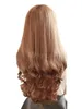 100% Real Hair! Fashion Beautiful Wavy Curls Light Brown Long Wig