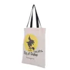 Durable Reusable Halloween Party Pumpkin and Bat Print Cotton Canvas Tote Gift Bags for Shopping Supplies